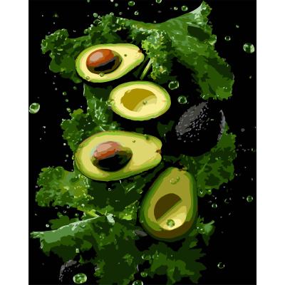 Картина за номерами Strateg Зелений смак авокадо на чорному фоні 40 х 50 см (AH1271)