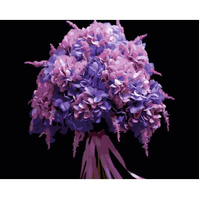 Картина за номерами Strateg Рожева гліцинія на чорному фоні 40 х 50 см (AH1253)