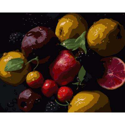 Картина за номерами Strateg Фрукти на чорному фоні 40 х 50 см (AH1246)