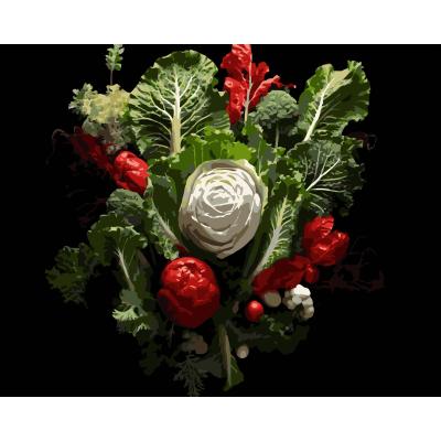 Картина за номерами Strateg Овочева композиція на чорному фоні 40 х 50 см (AH1285)