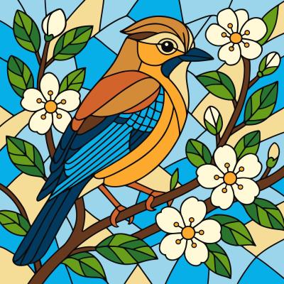 Картина за номерами Ідейка Вітраж сойка 30 х 30 см (KHO6789)