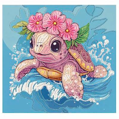 Алмазна картина Brushme Черепаха у віночку 25 х 25 см (DBS52203)