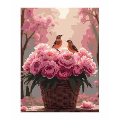 Картина за номерами Strateg Півонії з пташками (4823113897390)