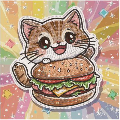 Алмазна картина Brushme Кошеня з гамбургером 25 х 25 см (DBS52207)