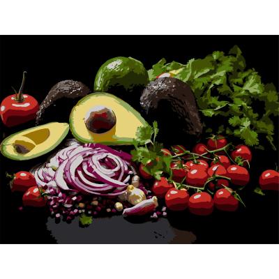 Картина за номерами Strateg Соковите авокадо на чорному фоні 30 х 40 см (FH-42)