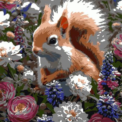Картина за номерами Strateg Білка серед квітів 30 х 30 см (ES-0912)