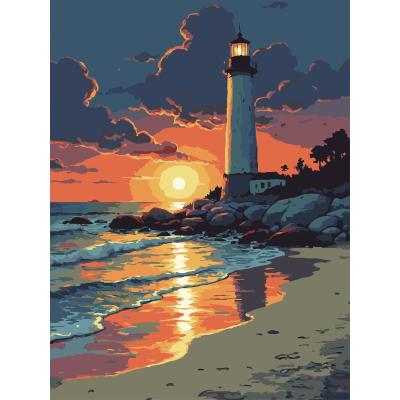 Картина за номерами Strateg Маяк на заході 30 х 40 см (SS-1299)