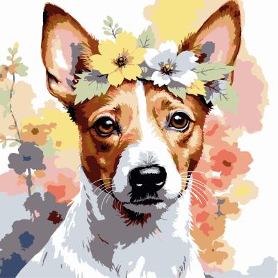 Картина за номерами Strateg Квітковий пес 30 х 30 см (ES-0907)