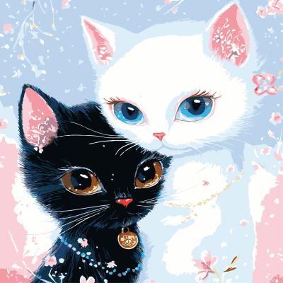 Картина за номерами Strateg Пухнаста дружба котиків 30 х 30 см (ES-0914)