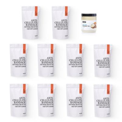 Комплекс розігріваючих антицелюлітних обгортань для тіла Hillary Anti-Cellulite Pro (10 уп.) + Рафінована кокосова олія Hillary, 500 мл