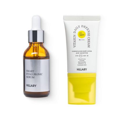 Гіалуронова сироватка + Сонцезахисний крем для обличчя SPF 50+