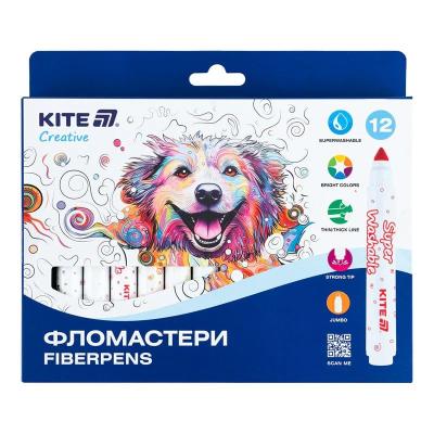 Набір фломастерів Kite Creative superwashable Jumbo 12 кольорів (K-1155)