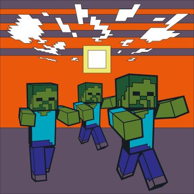 ​Картина за номерами Santi Майнкрафт Втеча зомбі LED підсвітка 25 х 25 см (954401)