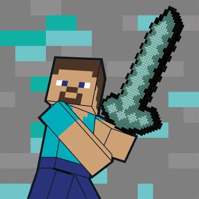 Картина за номерами з алмазною мозаїкою Santi Майнкрафт Стів та алмазний меч 25 х 25 см (954929)