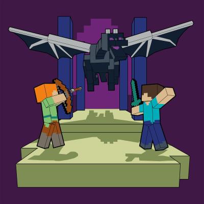 ​Картина за номерами Santi Майнкрафт Стів та Алекс бій з драконом 25 х 25 см (955471)