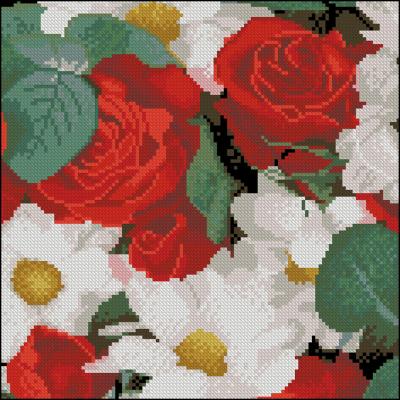 Алмазна картина Strateg Троянди й ромашки 30 х 30 см (FZ3030-26)