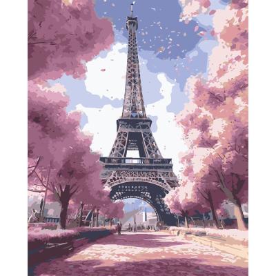 Картина за номерами Strateg Рожева Ейфелева вежа 40 х 50 (VG023)
