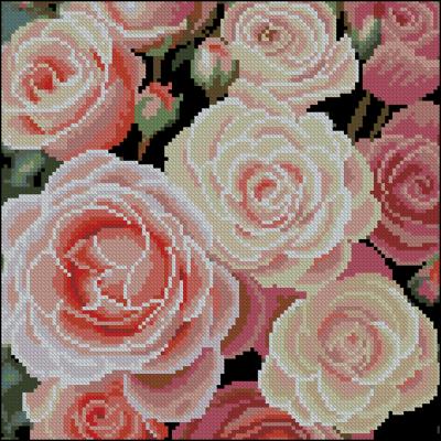 Алмазна картина Strateg Ніжні троянди 30 х 30 см (FZ3030-36)