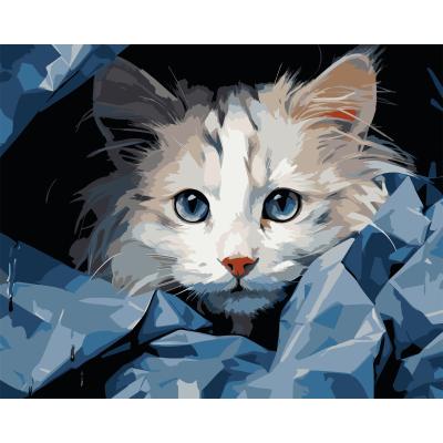 Картина за номерами Strateg Блакитнооке кошеня 40 х 50 (VG050)