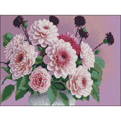 Алмазна картина Strateg Жоржини у вазоні 30 х 40 см (FZ3040-22)