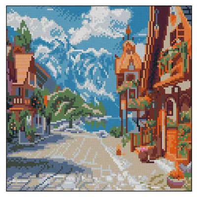 Алмазна картина Strateg Гірське містечко (4823113897833)