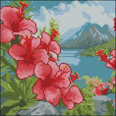 Алмазна картина Strateg Квіти на острові 30 х 30 см (FZ3030-18)
