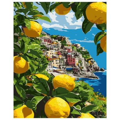 Картина за номерами Strateg Лимонний пейзаж 40 х 50 см (VG018)