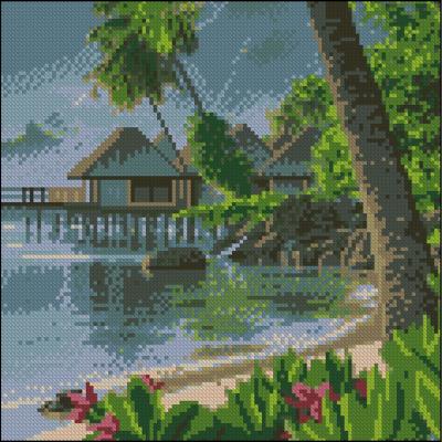 Алмазна картина Strateg Тропічний берег 30 х 30 см (FZ3030-31)