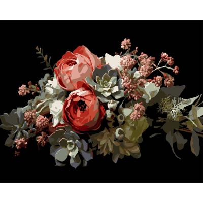 Картина за номерами Strateg Осіння композиція на чорному фоні 40 х 50 (AH1270)