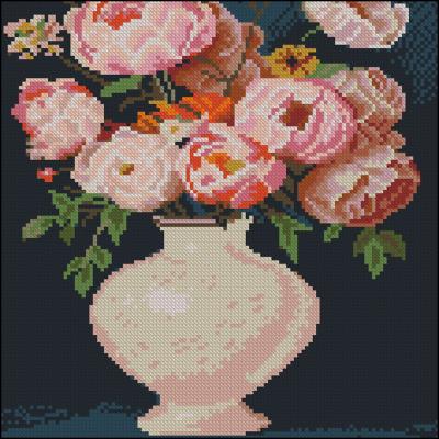 Алмазна картина Strateg Букет рожевих квітів 30 х 30 см (FZ3030-19)