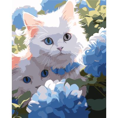 Картина за номерами Strateg Кошенята серед квітів 40 х 50 (VG049)
