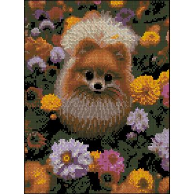 Алмазна картина Strateg Шпіц у квітах 30 х 40 см (ZAV3040-61)