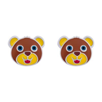 Сережки UmaUmi Zoo Ведмедик з коричневою і жовтою емаллю (2210000031715)
