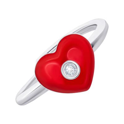 Каблучка UmaUmi Symbols Серденько з червоною емаллю та фіанітом (2210000018853)