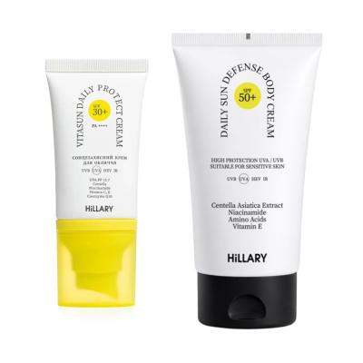 Набір для захисту шкіри обличчя SPF 30+ і тіла SPF 50+ від фотостаріння Hillary Face & Body Photoaging Defense Set
