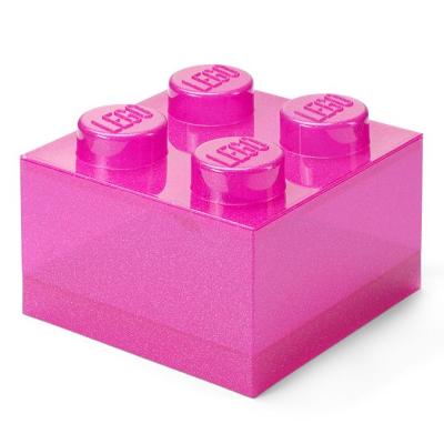 Коробка для зберігання LEGO Lifestyle Цеглинка 4 яскраво-рожевий з блискітками (40090801)
